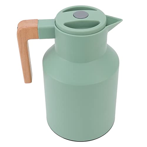 Coffee Carafe 1L Large Capacity Portable European Style Beech Wood Handle 12h Thermal Insulation Kettle Coffee Pot (Green)