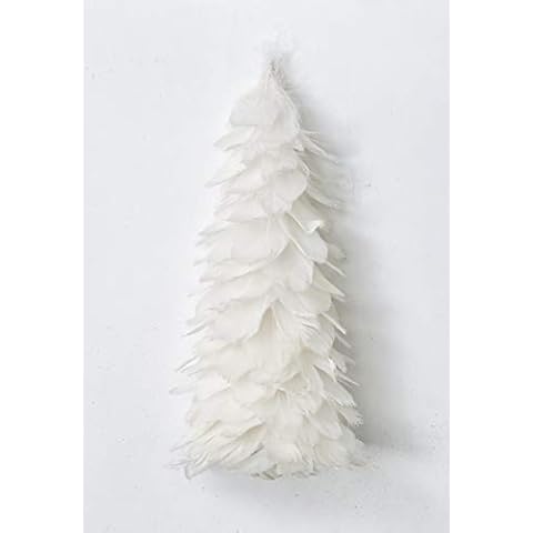 Worth Imports 12" Feather Tabletop Christmas Tree W/Glitter Tips, White Cover