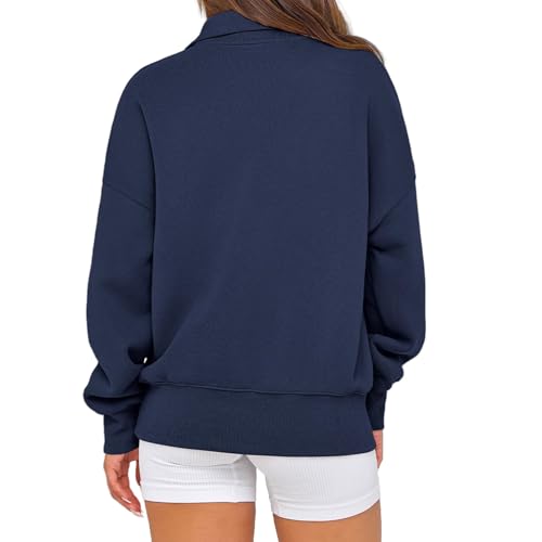 Half Zip Pullover Women Oversized Sweatshirts Long Sleeve Drop Shoulder Fleece Pullover Top Comfy Fall Winter Clothes2