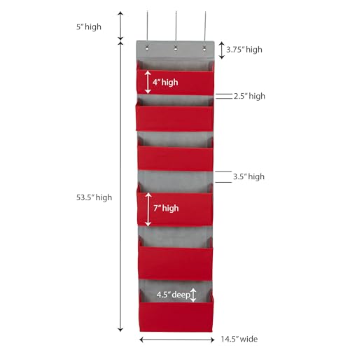 Household Essentials 2169-1 Over-the- Over-the-Door Organizer, Red - Thumbnail 4