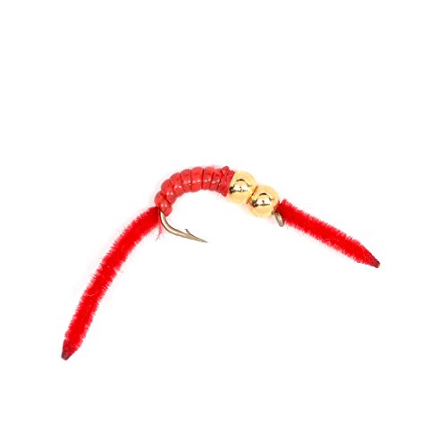 The Fly Fishing Place Barbless Tungsten San Juan Worm Flies, 12-Pack, Hook Size 10, 4 Patterns