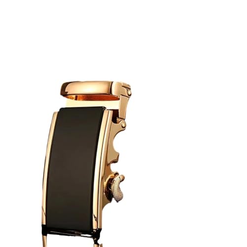 Men's Automatic Buckle Business Belt, Plus Size Pu Leather Belt Gold 150cm