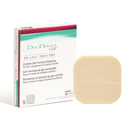 ConvaTec DuoDERM Control Gel Formula 4x4 Hydrocolloid Sterile Adhesive Dressing for Partial and Full-Thickness Wounds Medical Grade Latex-Free Waterproof Square Beige 5ct Box (2 Pack)