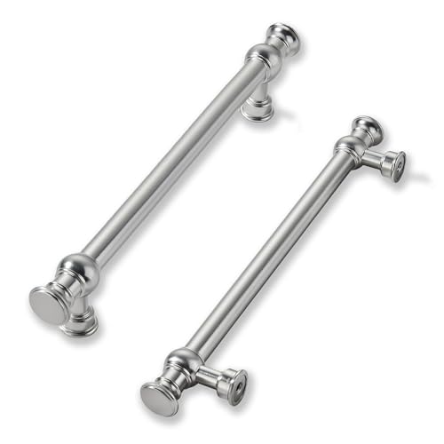 khtumeware 2 Pack 6inch(152mm) Hole Center Brushed Satin Nickel Cabinet Pulls Solid Heavy Duty Pull Cabinet Hardware Handle for Kitchens cabinets Dressers Pull for Bathroom