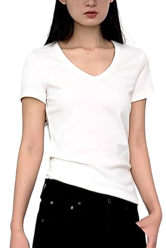 [1/2style] [ニブンノイチスタイル] tシャツ vネック 半袖 ユッタリ 速乾性 涼しい 大人 大きめ しろ くろ グレー レディース (XL, 白)（Amazon）