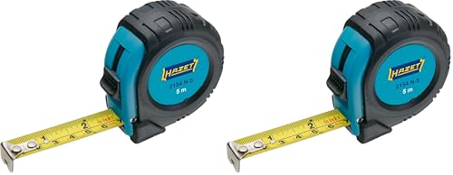 HAZET Maßband 2154N-5, 5 Meter, reduziertes Abknickverhalten und widerstandsfähige Beschichtung, automatisches Einziehen durch Qualitätsfeder und doppelte Bandmaß Beschriftung (Packung mit 2)