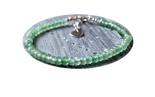Bracelet fin aventurine verte argent 925 anti-ternissement