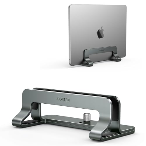 UGREEN Vertical Laptop Stand for Desk Adjustable Laptop Stand, Holder Dock Aluminum Desktop Stand, Compatible for MacBook Air Pro, Microsoft Surface(Grey)