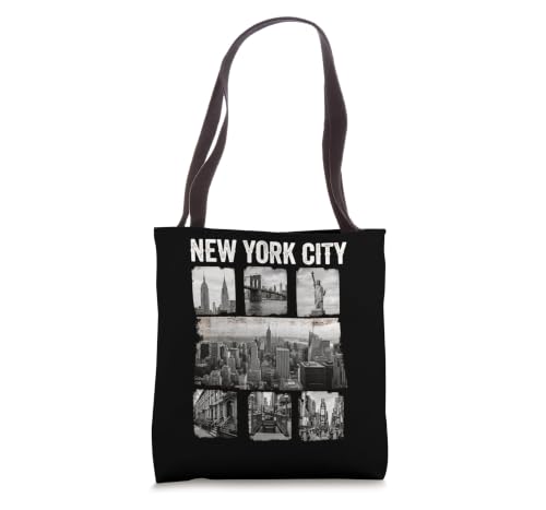 New York City Iconic Landmarks Black White Tote Bag