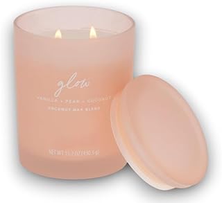 Glow 2-Wick Spa Candle, Vanilla Pear Coconut Scent, 15.2 oz, 50 Hour Burn Time, Frosted Glass Jar