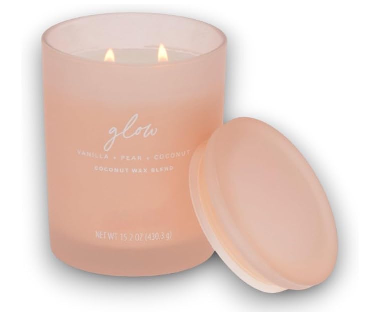 Glow 2-Wick Spa Candle, Vanilla Pear Coconut Scent, 15.2 oz, 50 Hour Burn Time...