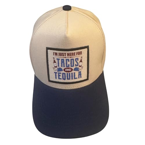 Popfizzy Tacos and Tequila Hat for Men and Women Fun Foodie Hat Funny Taco Gifts for Adults Adult Humor Caps Adjustable