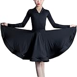 BK FASO Girls Kids Latin Ballroom Dance Dress Tango Salsa Performance Dancewear Rumba Samba Costume, Black, 150cm