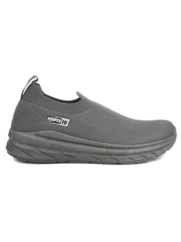 Image of Liberty Force 10 Black & Dark Grey Running Shoes for Men - Knit-Mesh