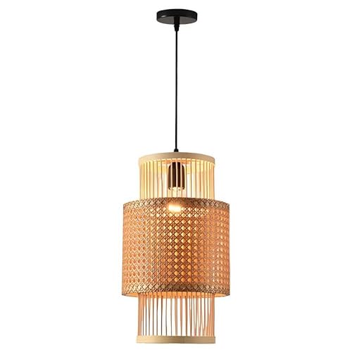 Lámpara colgante de ratán ideal para iluminar la isla de cocina