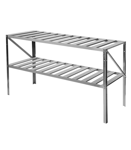 Lacewing 126cm Silver Traditional 2 Tier Shelves Greenhouse Staging Garden Storage Shelving Shed Rack (1)