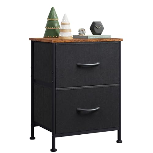 WLIVE Nightstand with 2 Drawers, fabric storage