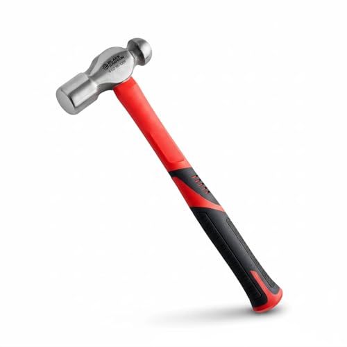 BLACK CANYON Ball Peen Hammer 8 oz – Dual-Head Carbon Steel Ballpeen Hammer with Non-Slip Fiberglass Handle – Lightweight for Precision DIY & Metalworking