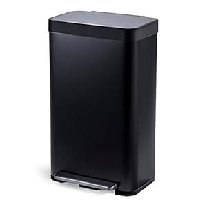 Home Zone Living 18.5 Gallon Large Capacity Kitchen Trash Can, Tall Stainless Steel Liner-Free Body, 70 Liter Capacity, Matte Black, Virtuoso Series