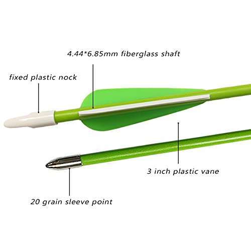 Pandarus Youth Safetyglass Arrows 28" Fiberglass Archery 26" Target Practice Arrows(Pack Of 12) (28 Inch Green) #TOP1