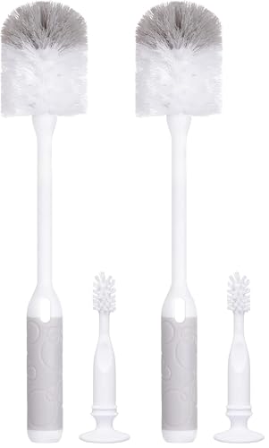 Image of Ubbi Baby Bottle Brush Set, Bottle Brush and Nipple Brush, Baby Cleaning Essentials, Gray (Pack of 2)