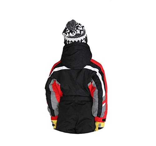Genm0 One-Piece Snowsuit Ski Suit for Kids Water Resistant Windproof Taslon Reflective Boys/Girls Winter Clothing (Black-red, 3T)