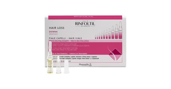 Pharmalife Research Rinfoltil Hair Loss Donna Fiale, Trattamento Stimolante Capillare, con Pro-Hair Complex, Lupino, Zenzero, China Rossa e Capsico, 10 Fiale da 5 ml