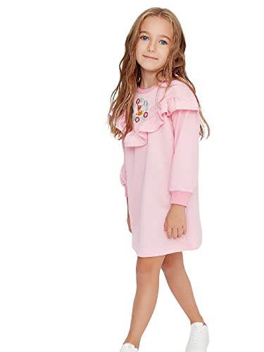 Robe mini moulante en maille côtelée col rond pour fille Trendyol