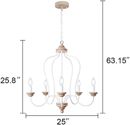 Tochic Coastal Chandelier 5 Lights,Hanging French Country Candle Style Pendant Lighting for Living Dining Room,Rustic Chandelier Ceiling Foyer Lighting for Entryway Kitchen Island