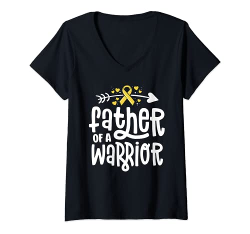 Mujer Father Of A Warrior Gift Family Childhood Cancer Awareness Camiseta Cuello V