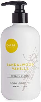 DANI Natural Hand & Body Lotion Naturals - Warm Sandalwood Vanilla Scented Aromatherapy - Moisturizing Shea Butter & Aloe - with Natural & Organic Ingredients - For Men & Women - 12 Ounce Bottle