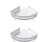 Duschregal Badezimmer Eckregal ohne Bohren Edelstahl Geklebt oder geschraubt Inklusive 4 Haken für Waschlappen und Handtücher handtuch set Badezimmer set möbel Dreieck Badezimmerregal 2 x Set