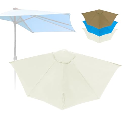 IMUNKT Toldo De Repuesto para Media Sombrilla 270cm 5 Varillas, Cubierta De Parasol De Repuesto, Tela De Recambio para Sombrilla De Patio(Beige)