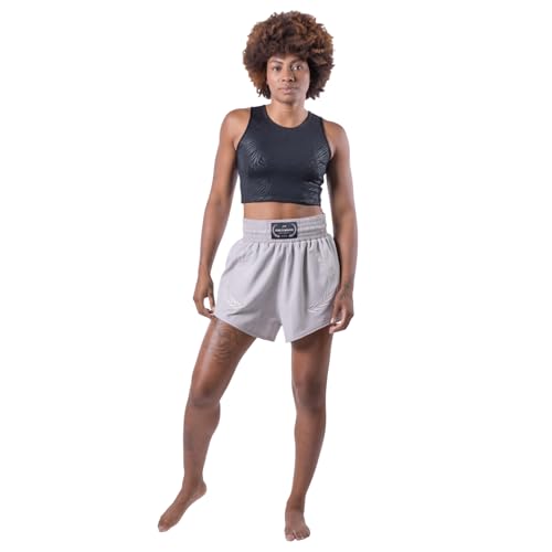 Calção de Treino Muay Thai Kickboxing Feminino Pretorian (BR, Alfa, G, Regular, Regular, Cinza)