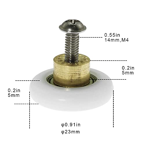 4Pcs X Shower Door Rollers,Roller Diameter 19/23/25/27Mm, For The Bathroom Pan Glass Sliding Door Pulleys/Runners/Wheels,Strong Load-Bearing Capacity, Ultra-Quiet,Cy103-4Pcs #TOP1