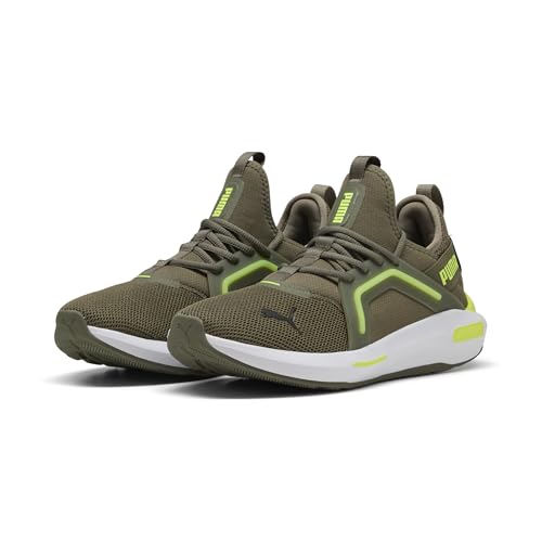 PUMA SOFTRIDE ENZO 5, Unisex Straßen-Laufschuh, Loden Green-Yellow ALERT,