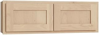12", 15", 18", & 24" Tall Unfinished Birch RTA (Ready to Assemble) Shaker Wall Cabinets | Solid Wood | Soft Close Hardware (36" W x 12" H x 12" D)