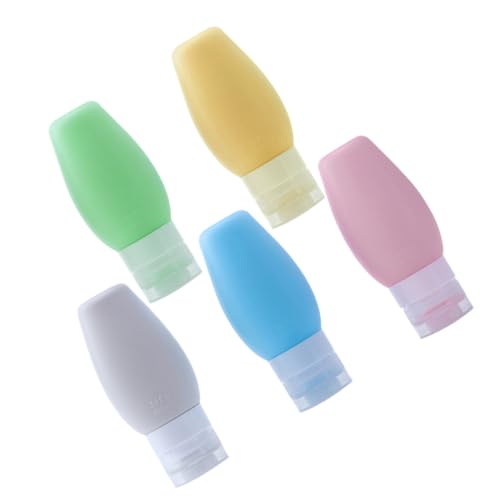 ノーブランド品 5個 ポータブルシリコン装瓶 保湿ローション用詰め替え容器 化粧品収納可能 軽量耐久 トラベルシャンプークリームボトル