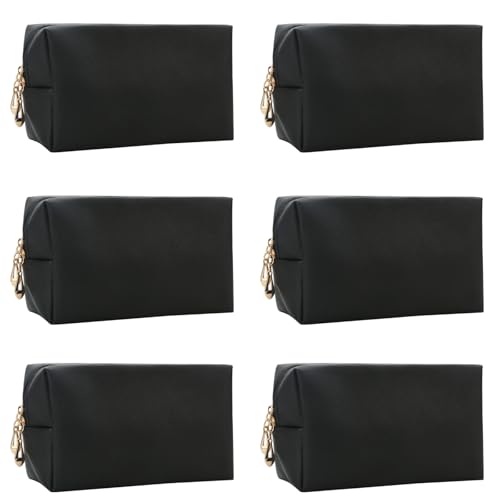 Ciulaiy Bridesmaid Proposal Gifts Letter Cosmetic makeup bag bulk for Wedding Party Favors Bachelorette party decorations Toiletry Organizer Bag Makeup Case Gift (6, Black)