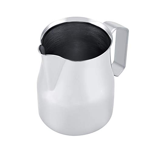 Milk Frothing Pitcher, Milk Pitcher Stainless Steel Coffee Milk Frothing Pitcher with 1mm Thickness Inner Cup Wall for Milk Jug, Frothing Milk, Coffee (350ML)