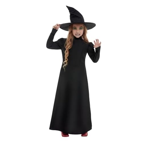 Smiffys Wicked Witch Girl Costume, Black Halloween und Karneval