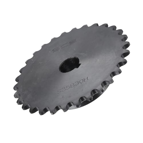 Image of uxcell #35 Chain Roller Sprocket B Type, 5 /8 inch Bore 30 Tooth Single Strand Chain Sprocket, Carbon Steel, Keyway with Set Screws