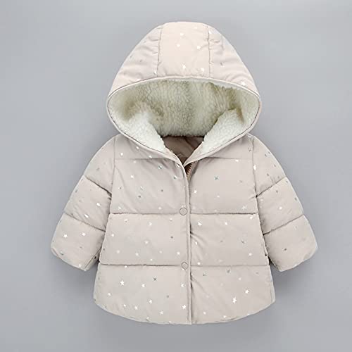 Winter Coats for Girls Toddler Baby Thick Warm Fleece Lined Padded Jacket Star Print Hooded Outerwear with Pockets3