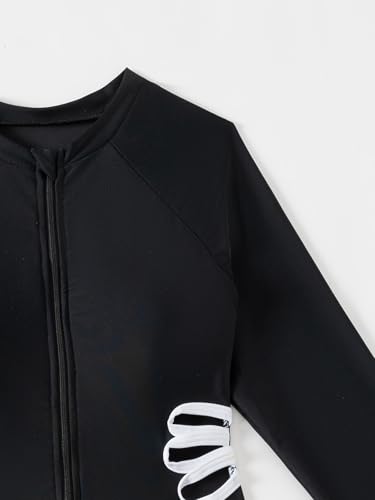 SEGT Girl's One Piece Rash Guard Long Sleeve Swimsuits Bathing Suit3