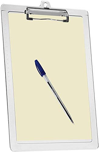 Prancheta Ofício Universal c/2 Réguas Laterais e Prendedor Metálico Wire Clip, Acrimet, (Cor Cristal