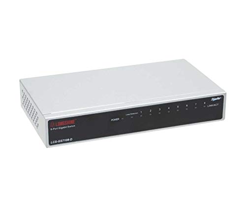 Long Shine Lcs-Gs7108-E Switch Gigabit, 8-Port, In Bianco E Nero