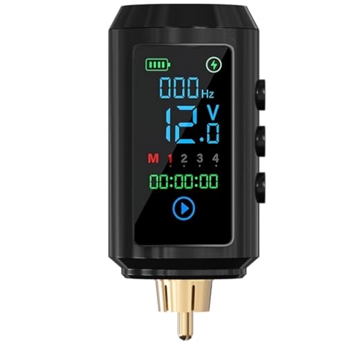 Neebol Wireless Tattoo Battery Pack Rechargeable Cordless Tattoo Power Supply 1600mAh RCA Lithium Battery with LED Digital Display 4 Memory Modes One-Key Start for Tattoo Gun Rotary Machine 67M