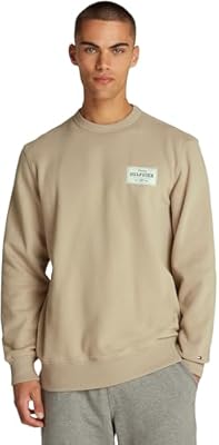Tommy Hilfiger Sudadera Hombre Monotype Label con cuello redondo  Beige  Sandalwood   L