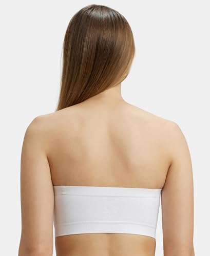 Image of Jockey 1545 Women's Wirefree Padded Micro Touch Nylon Elastane Stretch Full Coverage Bandeau Bra with Removeable Pads and Detachable Transparent Straps