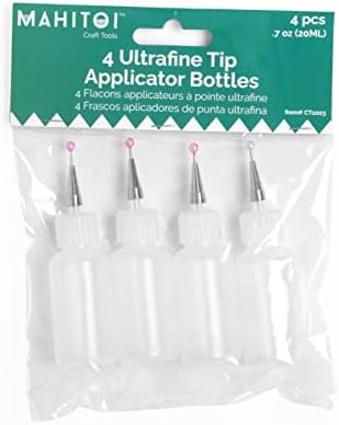 MAHITOI 4 Ultra-fine Tip Applicator Bottles 20ml Clear, for Storing & applying Craft Supplies & Mediums Like Glitter, Glue, Paint, Stains, Inks - Creative Crafter